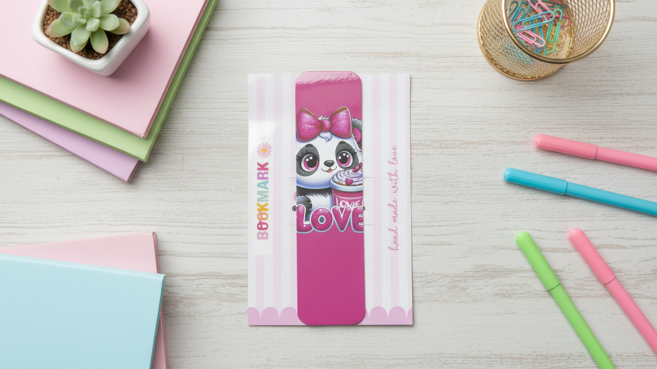 Panda Love Bookmark – Cute Panda Valentine Bookmark