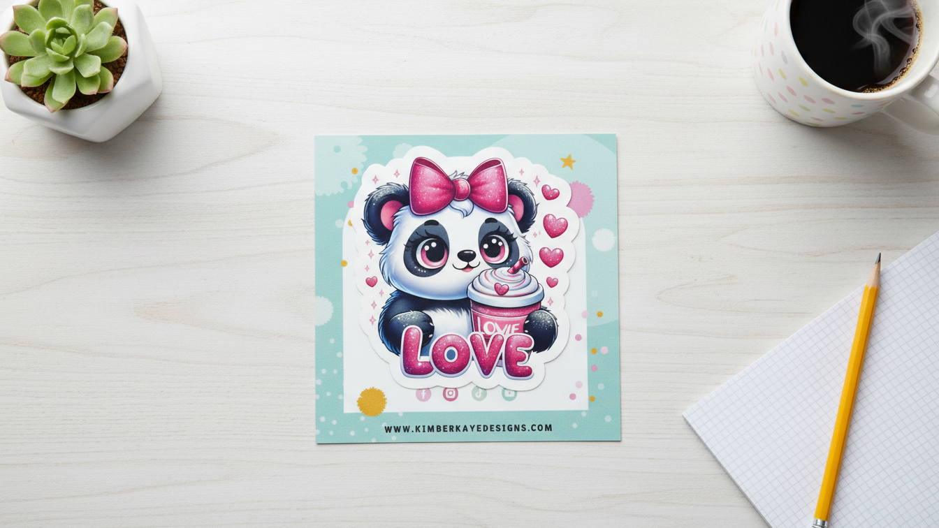 Panda Love Sticker – Cute Panda Valentine Vinyl Sticker