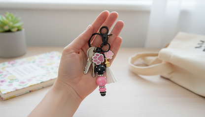 Paw Print Beaded Keychain | Pawsitively Pink Collection | Handmade Pet Lover Keychain