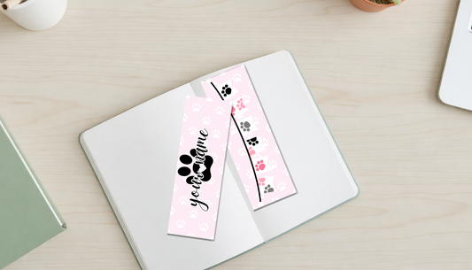Personalized Paw Print Bookmark | Pawsitively Pink Collection | Double-Sided Pet Lover Bookmark
