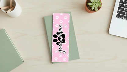 Personalized Paw Print Bookmark | Pawsitively Pink Collection | Double-Sided Pet Lover Bookmark
