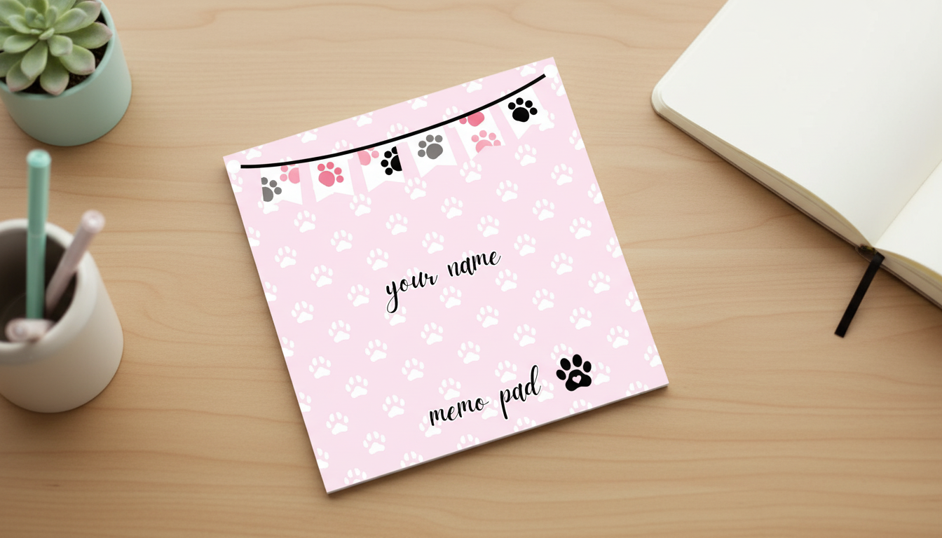 Personalized Paw Print Memo Pad | Pawsitively Pink Collection | 3.5x3.5 Pet Lover Notes