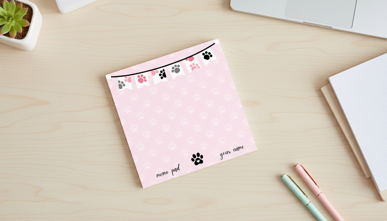 Personalized Paw Print Memo Pad | Pawsitively Pink Collection | 3.5x3.5 Pet Lover Notes