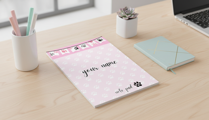 Personalized Paw Print Notepad | Pawsitively Pink Collection | 5x7 Pet Lover Stationery Pad