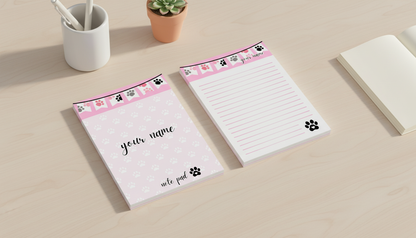 Personalized Paw Print Notepad | Pawsitively Pink Collection | 5x7 Pet Lover Stationery Pad