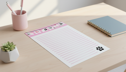 Personalized Paw Print Notepad | Pawsitively Pink Collection | 5x7 Pet Lover Stationery Pad