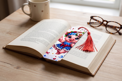 Peace, Love & Freedom Pig Bookmark – Cute Patriotic Page Marker