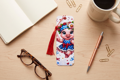 Peace, Love & Freedom Pig Bookmark – Cute Patriotic Page Marker