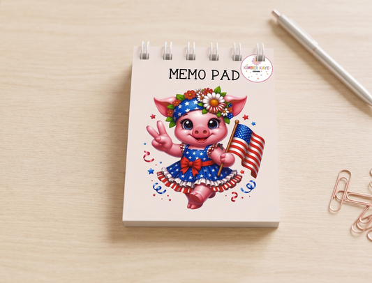 Peace, Love & Freedom Pig Memo Pad – Fun Patriotic Desk Notes