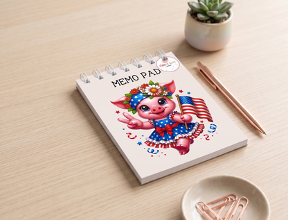 Peace, Love & Freedom Pig Memo Pad – Fun Patriotic Desk Notes