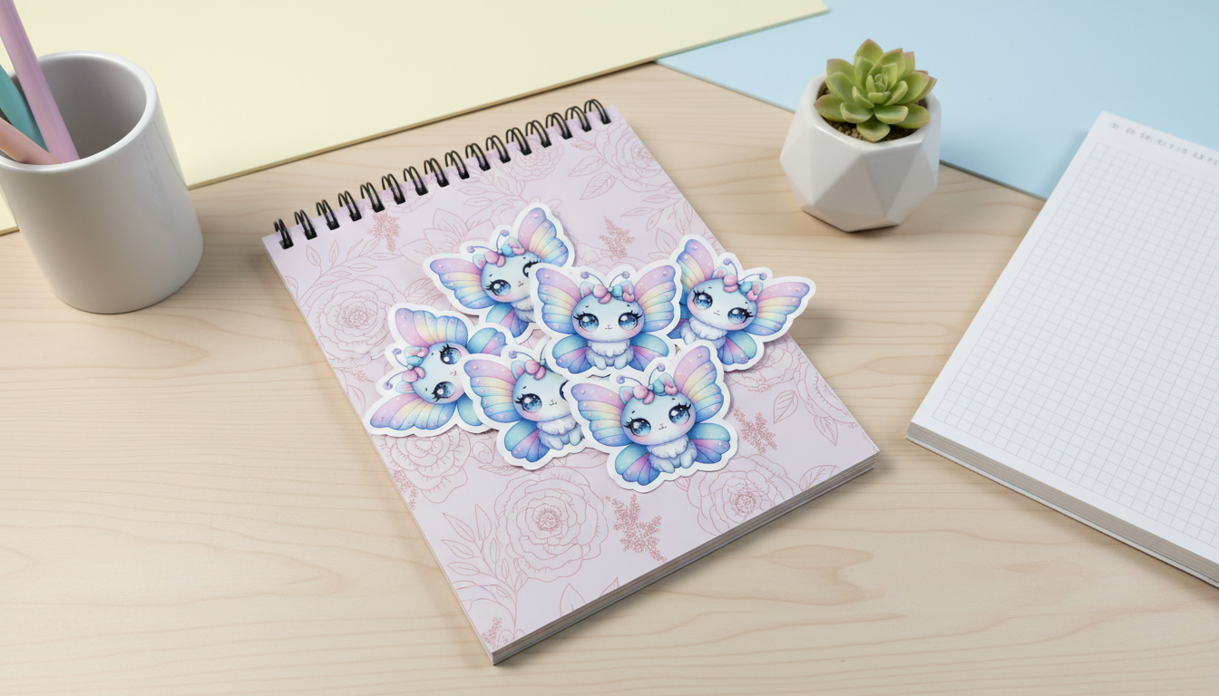 Kawaii Butterfly Sticker – Cute Pastel Rainbow Fairy Vinyl Sticker (3”) for Planners, Journals & Water Bottles