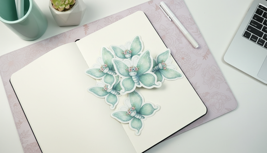 Kawaii Fairy Butterfly Sticker – Cute Mint Floral Crown Vinyl Sticker (3”) for Planners, Journals & Water Bottles