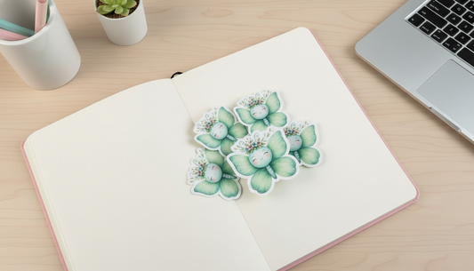 Kawaii Mint Fairy Butterfly Sticker – Cute Floral Crown Vinyl Sticker (3”) for Planners, Journals & Water Bottles
