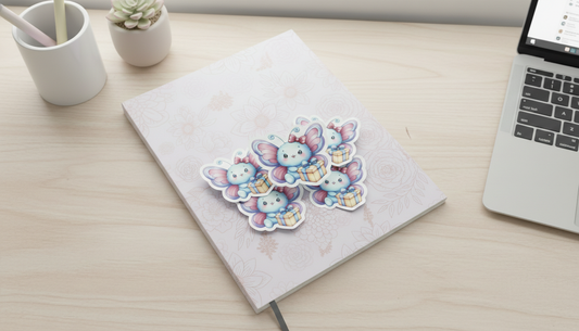 Kawaii Butterfly Gift Sticker – Cute Pastel Fairy Vinyl Sticker (3”) for Planners, Journals & Water Bottles