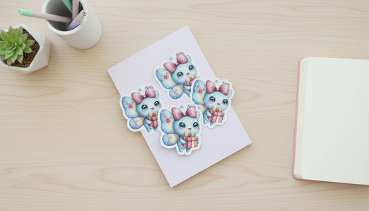 Kawaii Butterfly with Gift Sticker – Cute Pastel Fairy Butterfly Vinyl Sticker (3”) for Planners, Journals & Water Bottles