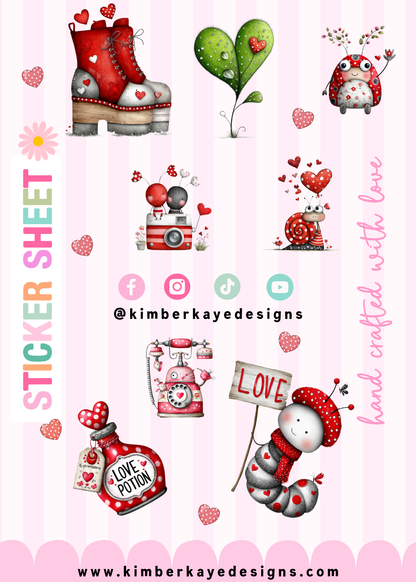 Sweet Thoughts: Ladybug Hearts | Sticker Sheet