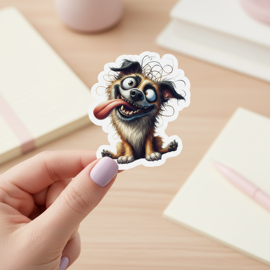 Goofy Pup Polka Dots Sticker