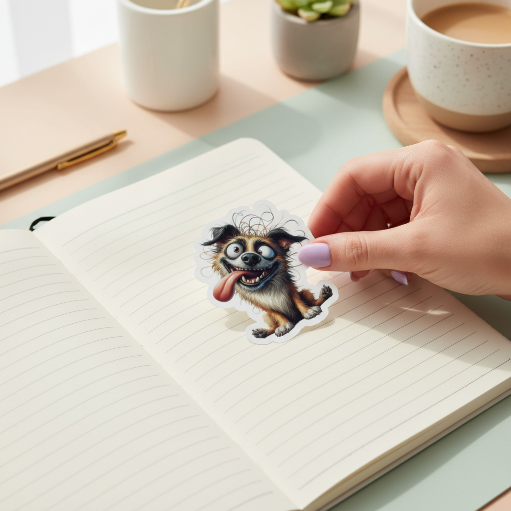 Goofy Pup Polka Dots Sticker