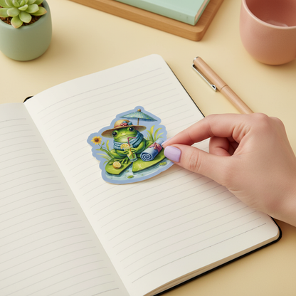 Pondside Pause Frog Vinyl Sticker