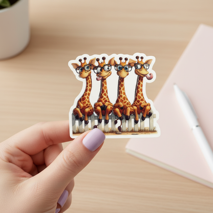 Giraffes on the Fence Sticker – Cute & Goofy Animal Design