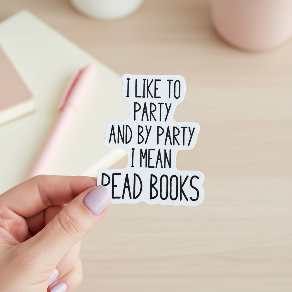 I Like to Party and by Party I Mean Read Books Sticker | Book Lover Sticker | Funny Reader Sticker | Bookish Vinyl Decal Waterproof