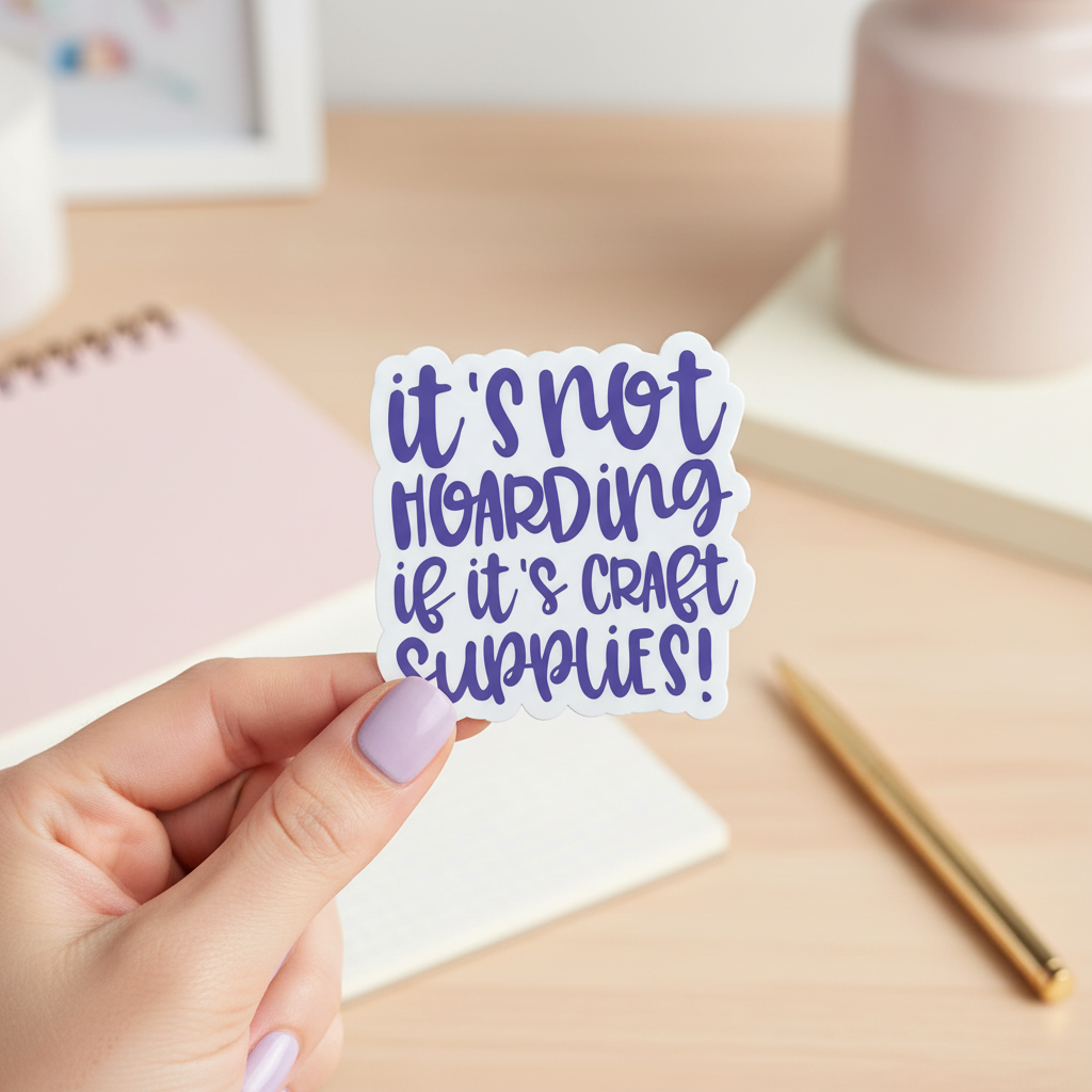 It’s Not Hoarding If It’s Craft Supplies Sticker | Funny Craft Sticker | Crafter Humor Vinyl Sticker | Scrapbooking Waterproof Decal
