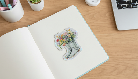 Rain Boots Flower Sticker | Daisy Daydreams Collection | Waterproof Vinyl Sticker 3 Inch | Cute Spring Sticker | Laptop Water Bottle Decal