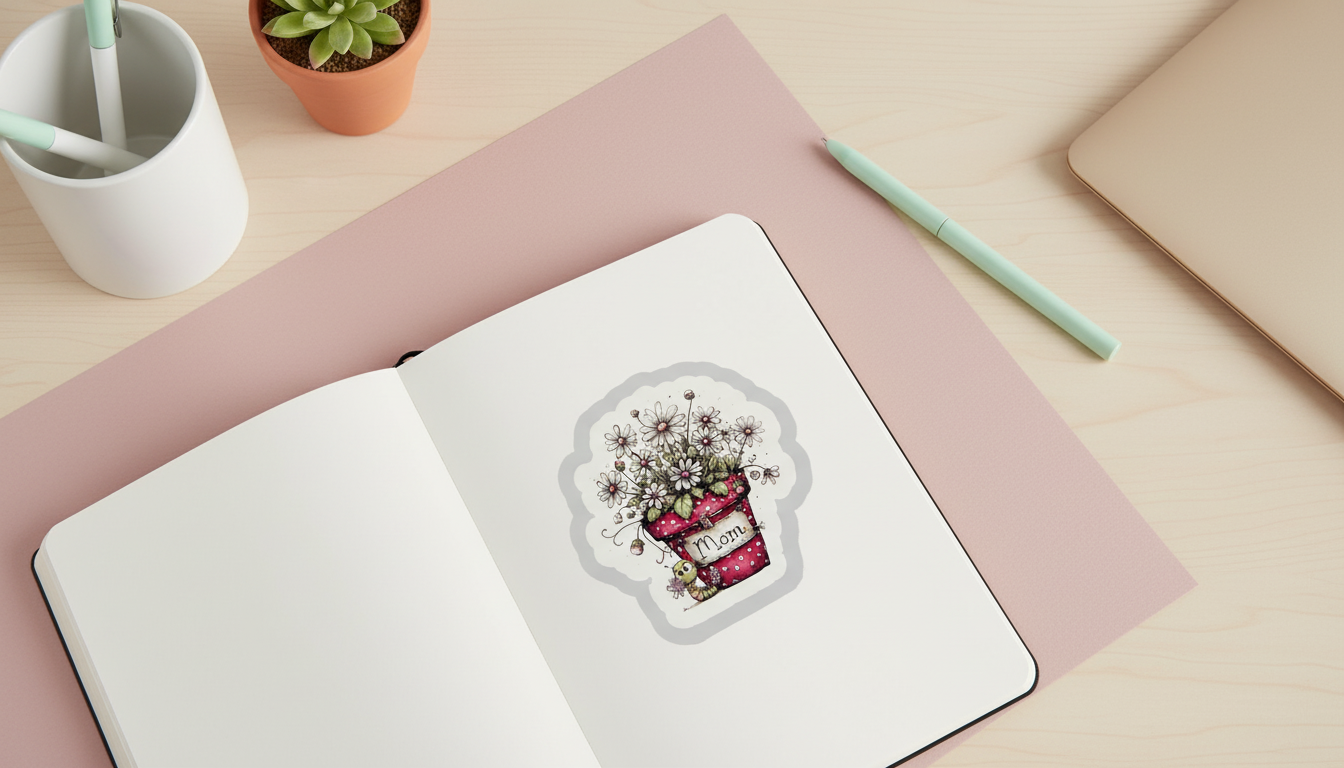 Pink Daisy Mom Sticker | Floral Cottagecore Sticker | Cute Waterproof Vinyl Sticker | Mother’s Day Gift