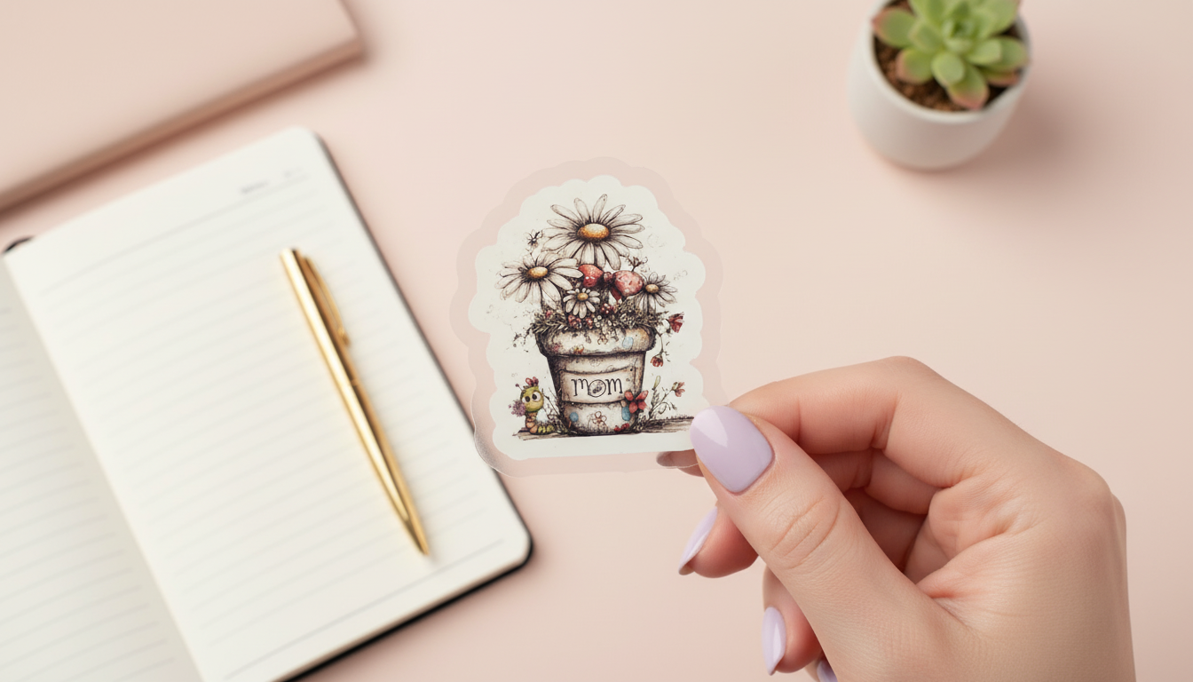 Daisy Bow Mom Sticker | Floral Cottagecore Sticker | Cute Waterproof Vinyl Sticker | Mother’s Day Gift