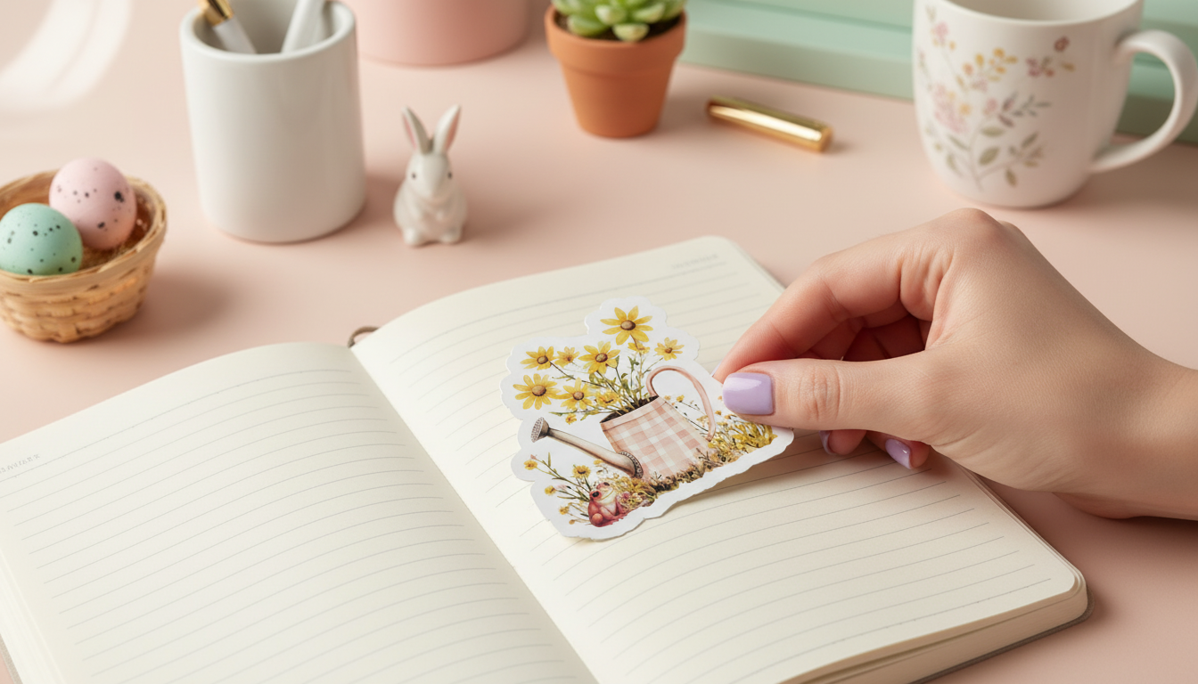 Daisy Daydreams Watering Can Sticker | Cottagecore Frog Sticker | Floral Vinyl Sticker 3 Inch | Cute Spring Laptop Water Bottle Decal