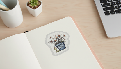 Blue Daisy Mom Sticker | Floral Cottagecore Sticker | Cute Waterproof Vinyl Sticker | Mother’s Day Gift