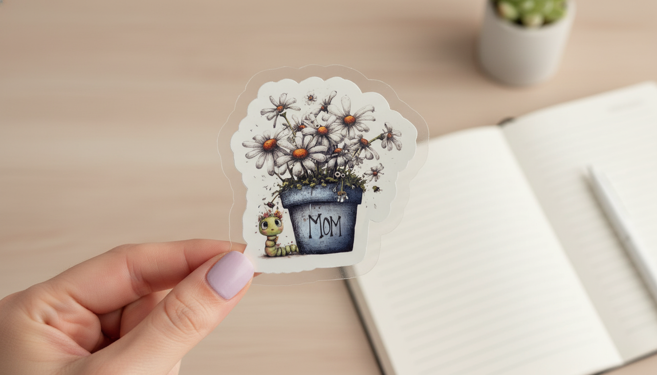 Blue Daisy Mom Sticker | Floral Cottagecore Sticker | Cute Waterproof Vinyl Sticker | Mother’s Day Gift