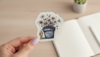 Blue Daisy Mom Sticker | Floral Cottagecore Sticker | Cute Waterproof Vinyl Sticker | Mother’s Day Gift