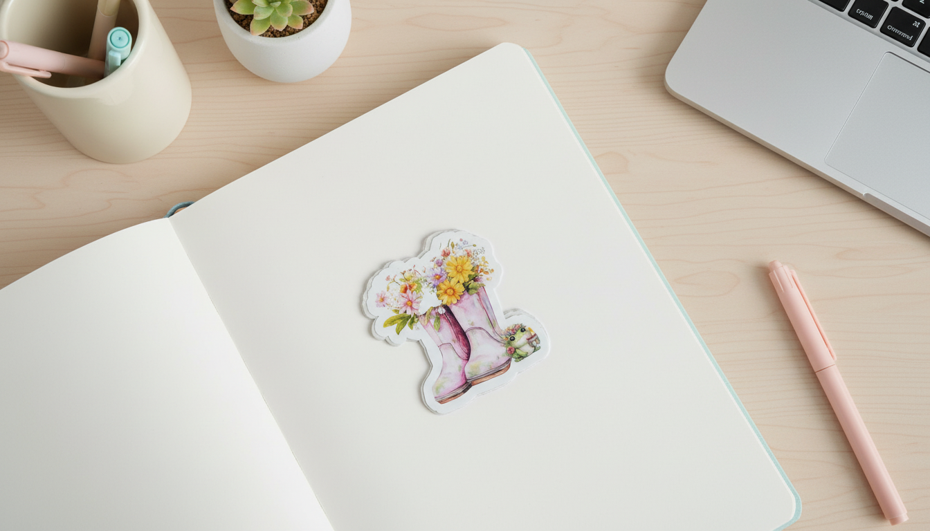 Daisy Daydreams Pink Rain Boots Sticker | Floral Boots Sticker | Cottagecore Frog Sticker | Spring Vinyl Sticker 3 Inch Waterproof