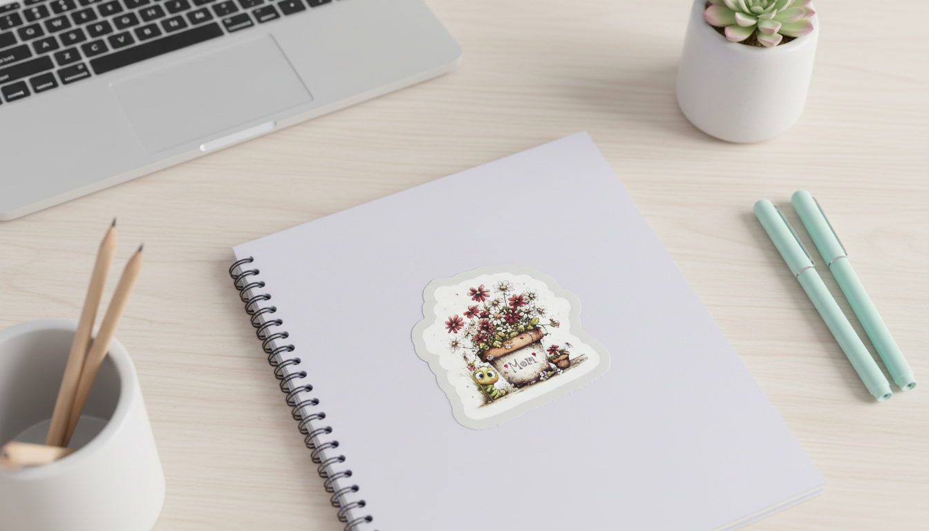 Red and White Daisy Mom Sticker | Floral Cottagecore Sticker | Waterproof Vinyl Sticker | Mother’s Day Gift