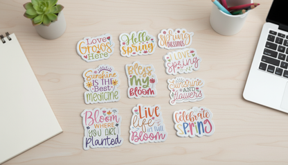 Spring Sticker Bundle | Floral Stickers | Cute Spring Stickers | Inspirational Stickers | Vinyl Sticker Pack | Laptop Stickers | Planner Stickers