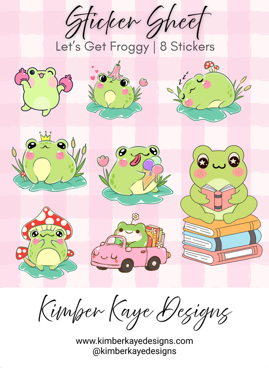 Let’s Get Froggy Sticker Sheet (8 Stickers)