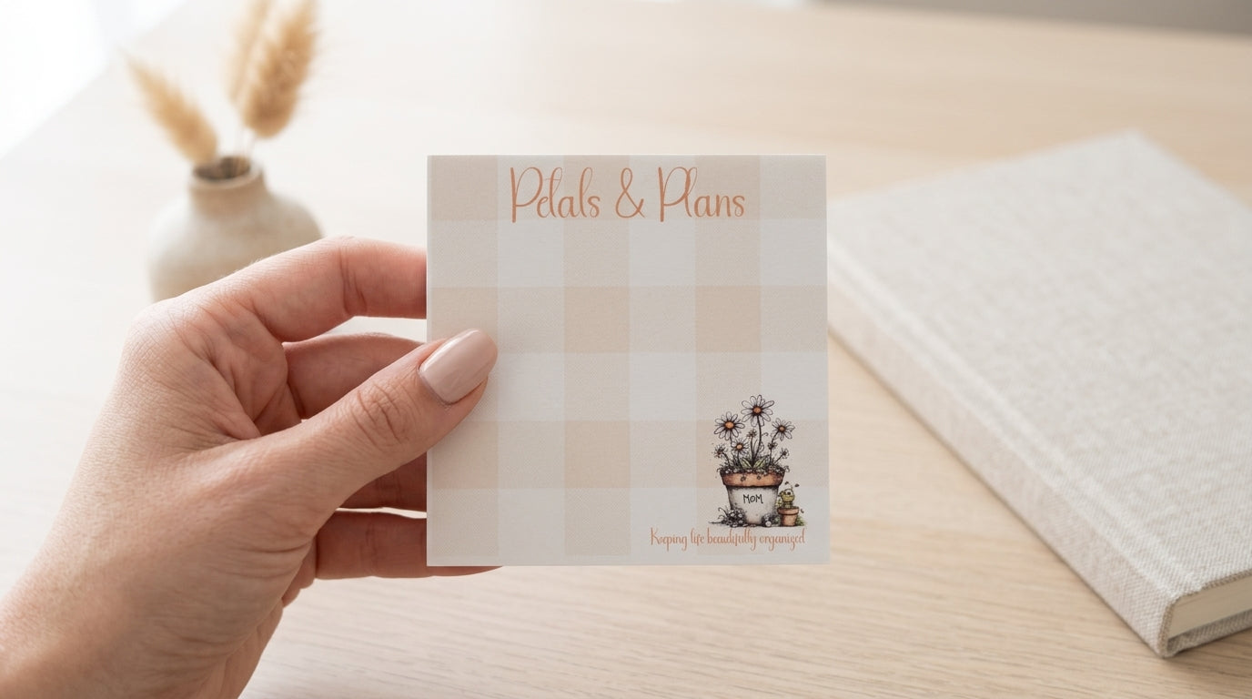 Petals & Plans Grab It Bundle | Notepad, Sticky Notes, Memo Pad, Stickers & Pen Gift Set