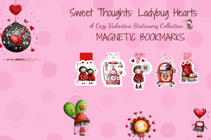 Sweet Thoughts: Ladybug Hearts | Magnetic Bookmark