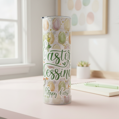 Easter Blessings 20oz Skinny Tumbler | Christian Easter Tumbler | Spring Bunny Tumbler | Pastel Easter Cup | Faith Gift | Cute Easter Drinkware