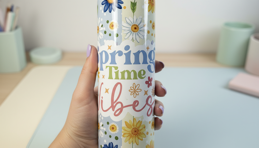 Daisy Daydreams 20oz Tumbler | Spring Time Vibes Floral Skinny Tumbler with Straw, Gift Box & Accessories