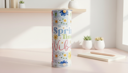 Daisy Daydreams 20oz Tumbler | Spring Time Vibes Floral Skinny Tumbler with Straw, Gift Box & Accessories