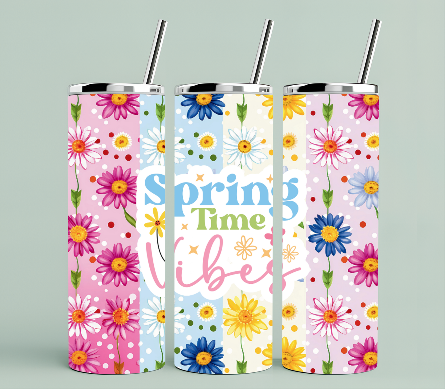 Daisy Daydreams 20oz Tumbler | Spring Time Vibes Floral Skinny Tumbler with Straw, Gift Box & Accessories