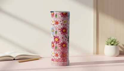 Daisy Daydreams 20oz Tumbler | Spring Floral Skinny Tumbler with Straw, Gift Box & Accessories