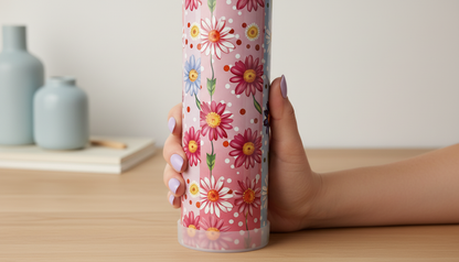 Daisy Daydreams 20oz Tumbler | Spring Floral Skinny Tumbler with Straw, Gift Box & Accessories