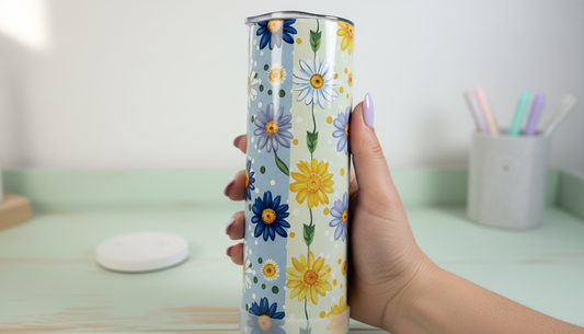 Daisy Daydreams 20oz Tumbler | Spring Floral Skinny Tumbler with Straw, Gift Box & Accessories