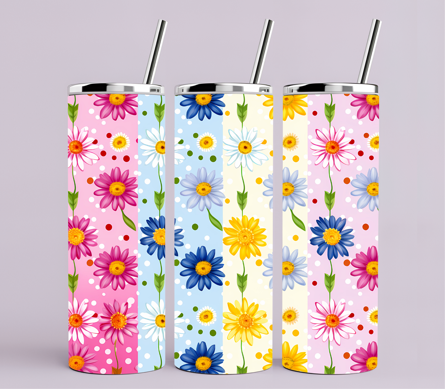 Daisy Daydreams 20oz Tumbler | Spring Floral Skinny Tumbler with Straw, Gift Box & Accessories