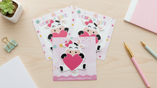 Sweetheart Cow Valentine Vinyl Sticker – Cute Cow with Heart