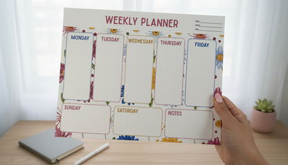 Daisy Daydreams Weekly Planner Pad | Floral Weekly Planner 8.5x11 | Desk Planner Notepad | Cute Spring Planner | Weekly Schedule Pad