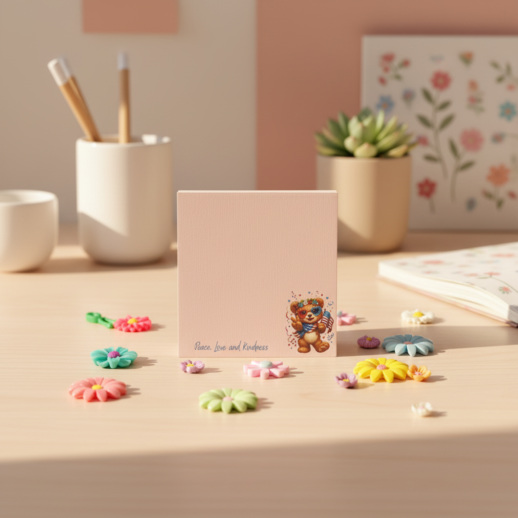 Peace, Love & Kindness Bear Sticky Notes – Americana Cute Stationery